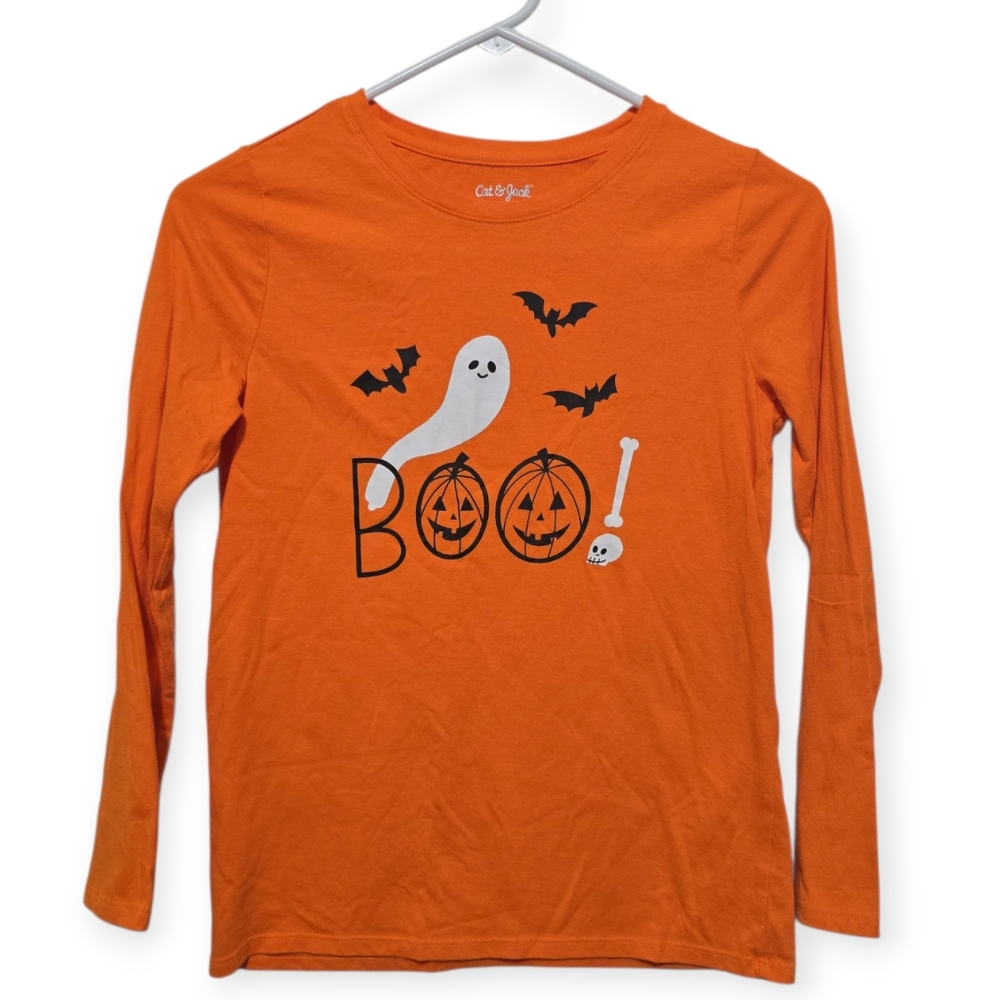 Cat & Jack Orange Halloween Long Sleeve Tee Large (10/12)